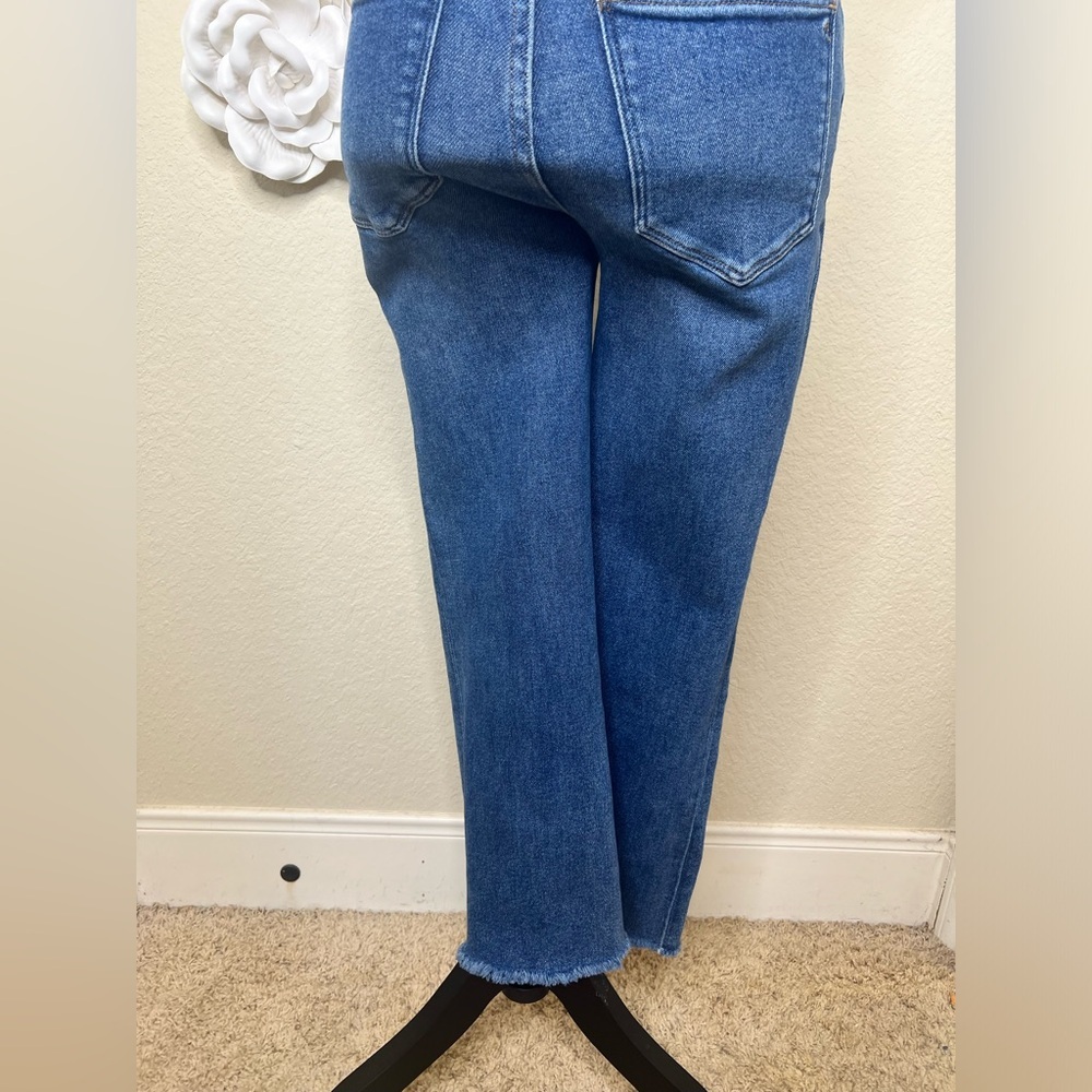 Madewell Medium Wash Cropped Cali Demi Boot Cut Jeans with Raw Hem Sz 27 - Picture 13 of 16